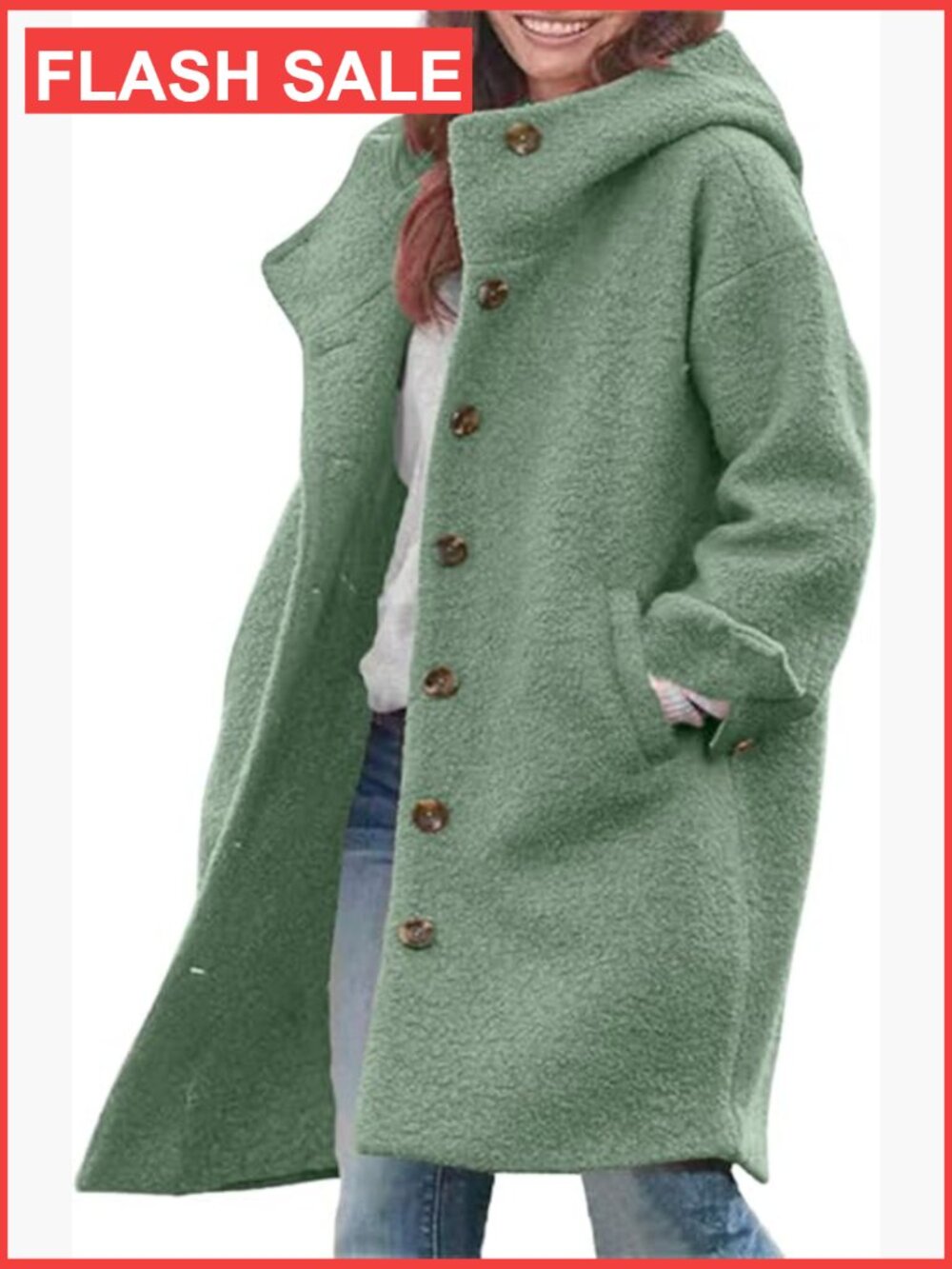Women's Long Wool Blend Trench Coat with Hood Winter Pea Coat